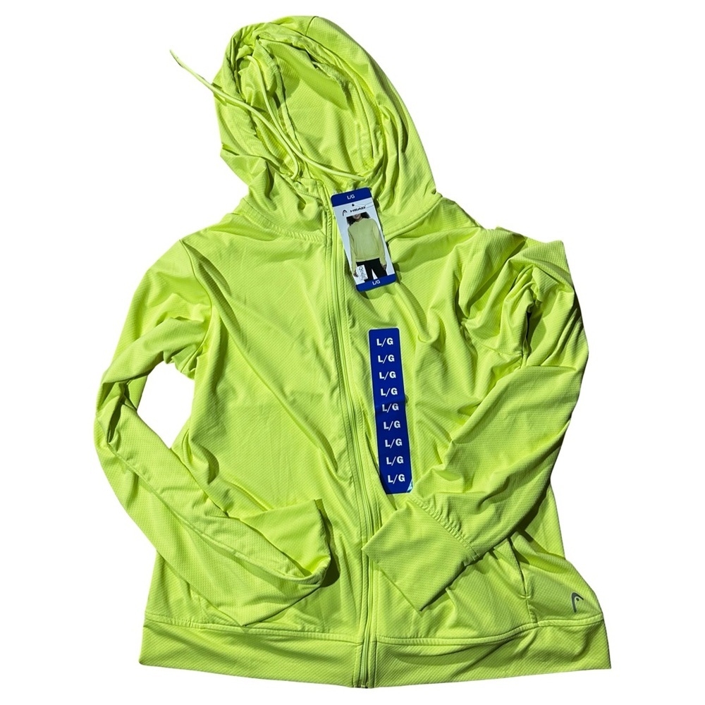 HEAD Bright Yellow Zip-Up Hoodie Sweatshirt NWT Size Large
